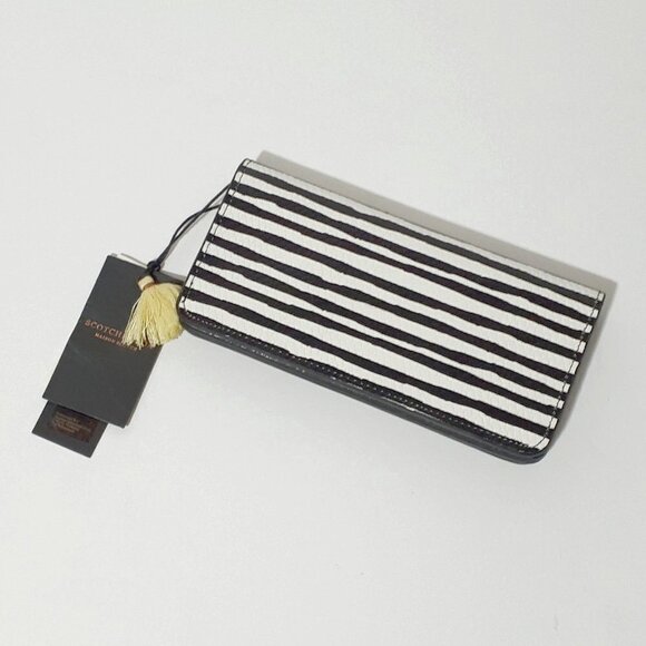 NWT Scotch & Soda black & white striped snakeskin-like leather wallet - Picture 4 of 10